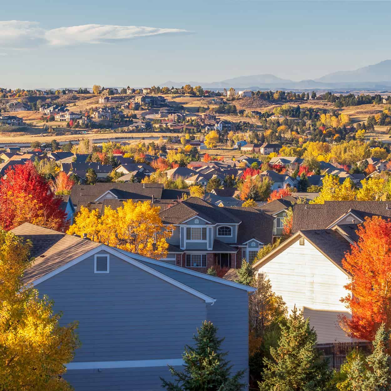 Ariel view of a Denver suburb