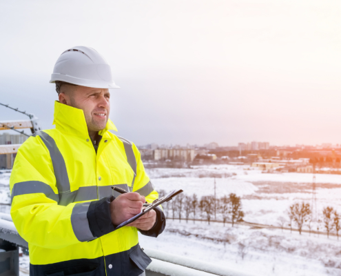 Contractor during a winter construction project