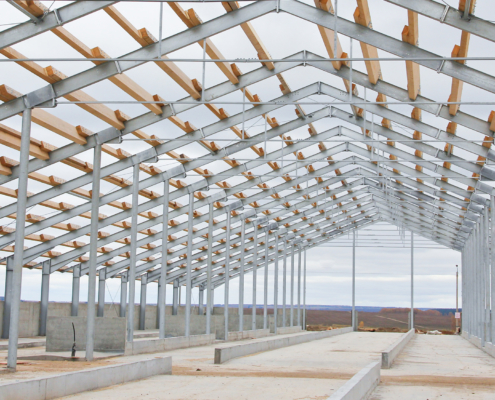 Inside view of an agricultural construction building project