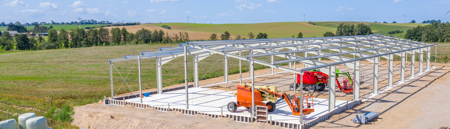 Contractors working on an agricultural construction project