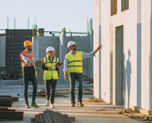 Image of workers planning on a construction site.