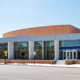 Contemporary Red Brick & Glass Convex School Building