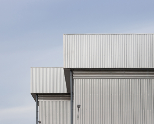 warehouse and industrial building. corrugated roofing