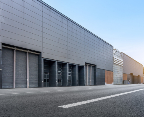 Modern Industrial Warehouse Building with Large Loading Bays